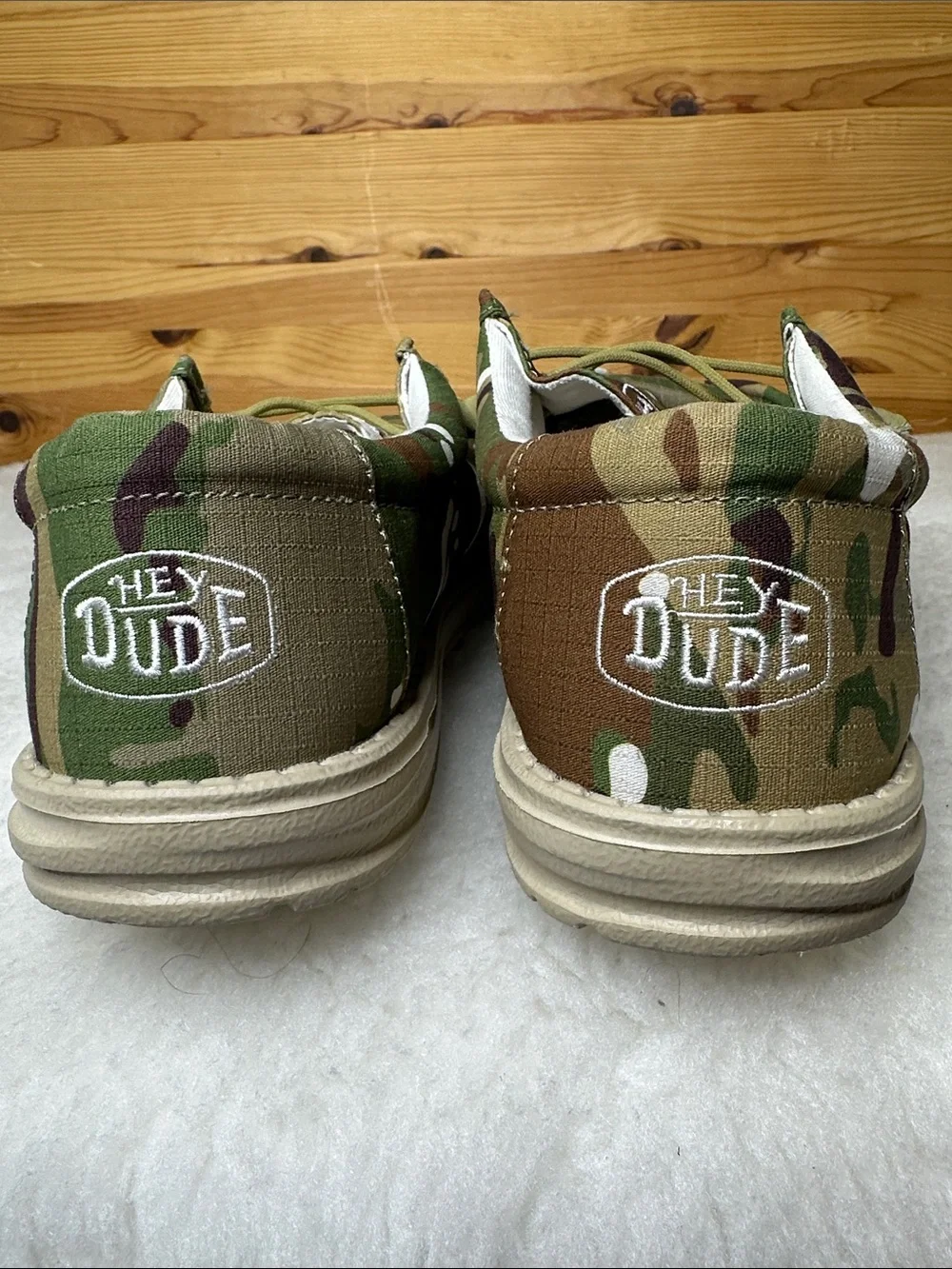 HEYDUDE Wally Multi Colored Camouflage slip-on loafers Size 10